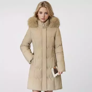 Women s cotton-padded clothes medium and long stand-up collar large fur collar slim-fitting and thin temperament solid color M синий