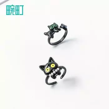 Women s Cute Cat Open Adjustable Ring Accessible Luxury Fancy Special-Interest Design Kids Adult Jewelry Cat opening ring-random delivery F