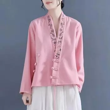 Women s Double-Sided German Velvet Embroidered V-Neck Long-Sleeve Loose Cardigan XXL 135-150