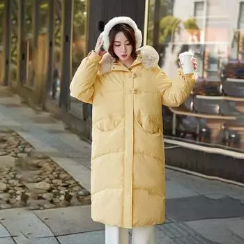 Women s Down Cotton-padded Clothes, New Medium and Long Cotton-padded Clothes with Large Fur Collar, Thickened Loose and Thickened Winter Jacket. S