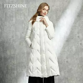 Женский пуховик, одно пальто, зимнее новое пальто, воротник-стойка из белого гусиного пуха, средний и длинный пуховик для женщин S белый
