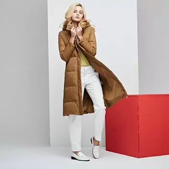 Женская зимняя куртка-пуховик из гусиного пуха плотностью 90%, средняя и длинная куртка до колена с капюшоном, длинная утолщенная теплая куртка из гусиного пуха S серый