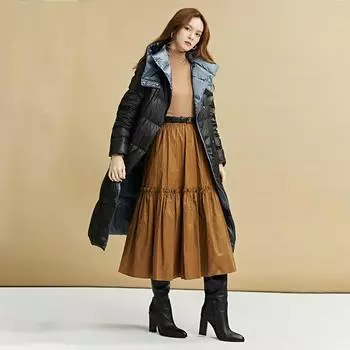 Женская пуховая куртка женская зимняя новая плюс длинный тренчкот тип 90% пуховик женский 90 гусиный пух S