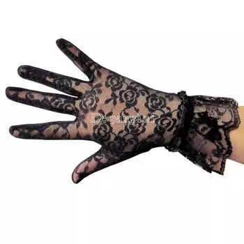 Women s Driving Sun Protection Lace Gloves Bride Formal Dress Wedding Photography Repair Hand White Black Short Hollow Sexy Performance Black