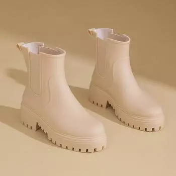 Women s elastic rain shoes medium tube rain boots wear-resistant heightening waterproof shoes non-slip rain outdoor can wear water boots 36 чёрный