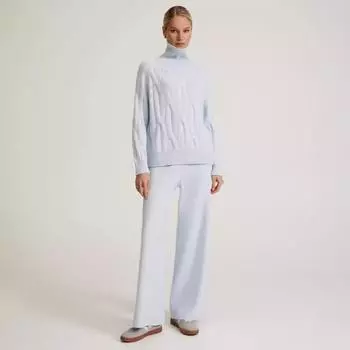 Женский комплект свободного покроя с длинными рукавами и высоким воротом на осень и зиму ONE SIZE светло-синий