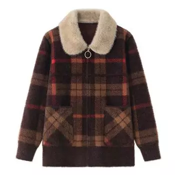 Women s Fall and Winter Long-sleeved Cardigan Warm Jacket Middle-aged and Elderly Temperament Elegant Casual Jacket 4XL красный