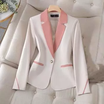 Женская осенняя куртка с длинными рукавами и пуговицами в стиле «темперамент» для повседневной носки 4XL