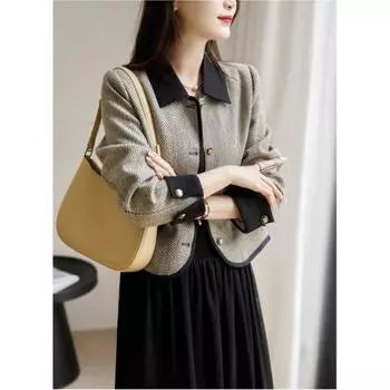 Women s Fall Temperament Lapel Jacket Single Row Multi-button 7-minute Sleeve Jacket 2XL чёрный