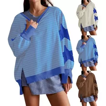 Женский свитер в полоску осень-зима с длинным рукавом и открытыми плечами, свободный трикотажный пуловер M белый