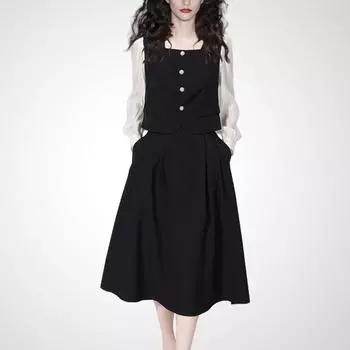 Women s Fashion and Capable Tummy Hiding Fat Hiding Square Collar Top Color + Black M