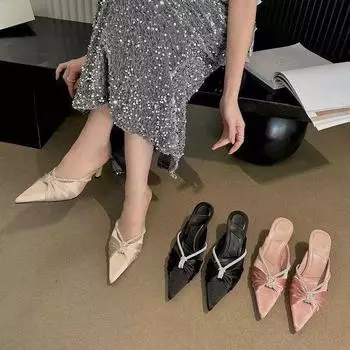 Women s fashion and leisure niche high-end cool slippers will be popular in 2025, and foreign-style pointed toes will cover their feet with em 35