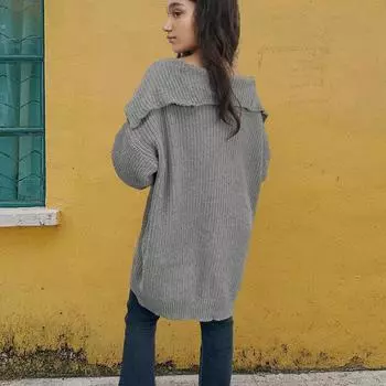 Women s Fashion Autumn/winter Single Breasted Cardigan Sweater Loose Lapel Sweater Coat S чёрный