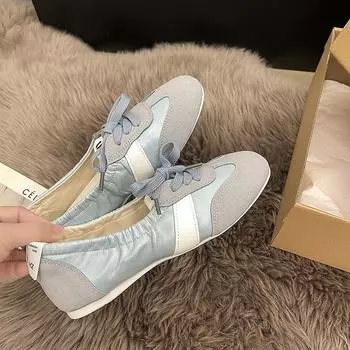 Women s fashion ballet women s flat summer new lace-up breathable little white shoes single shoes 35