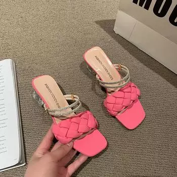 Женские модные сандалии Baotou, весенние, новые, с острым носком, с нескользящим износостойким каблуком 35