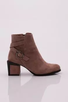 Женские модные ботинки на каблуке с поясом