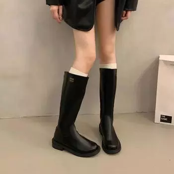 Женские модные ботинки на водонепроницаемой платформе с застежкой-молнией сзади, женские туфли с круглым носком, высокие ботинки, зимние коричневые черные уличные 35 чёрный