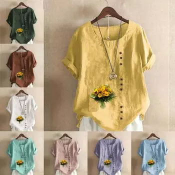 Женская мода Букет цветов Принтованный короткий рукав футболка свободная хлопковая рубашка повседневная свободная летняя блузка топы больших размеров S розовый