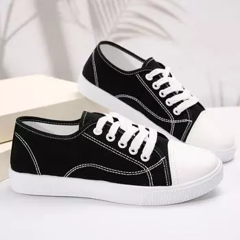 Women s Fashion Canvas Sneakers Casual Zapatillas De Deporte tennis flats White Black Loafers 2024 35