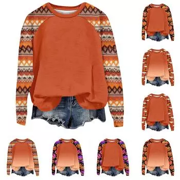 Women s Fashion Casual Long Sleeve Halloween Print Top S