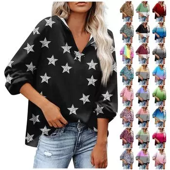 Женская мода повседневная длинная рукава с принтом V-образным вырезом и капюшоном пуловер топ свитер XXXL чёрный