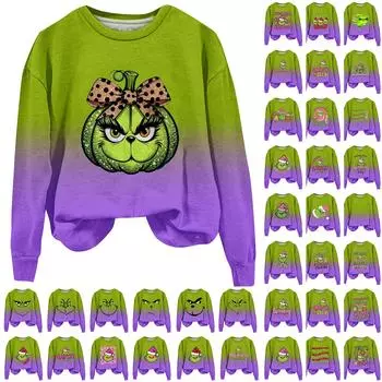 Women s Fashion Casual Long Sleeve Pullover Hooded Halloween Printed Sweatshirt M