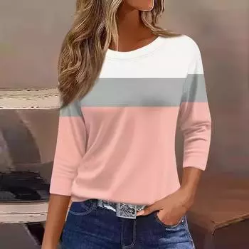 Женская мода повседневная футболка с круглым вырезом и длинным рукавом свободная с принтом женская верхняя одежда женская рубашка женская S