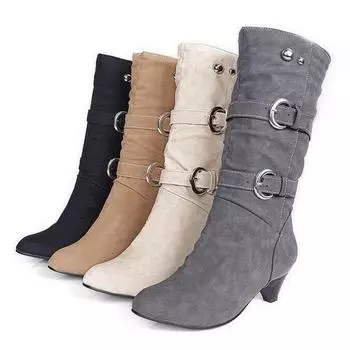 Women s Fashion Casual Shoes Mid Boots Martin Boots Long Boots Snow Boots Plus Size 35-43 43 чёрный
