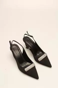 Женская мода, классические туфли на высоком каблуке, черные атласные туфли на каблуке с камнями