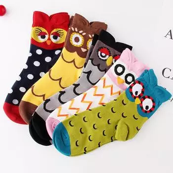 Women s Fashion Colorful Style Fashion Cuty Owl 5 Pairs Comfortable Socks