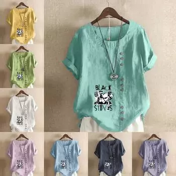 Женская модная футболка с круглым вырезом и коротким рукавом с принтом в виде классных букв, повседневная рубашка из хлопка и льна с графическим принтом, свободная летняя блузка для отдыха, топы S розовый