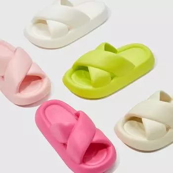 Women s Fashion Cross Slipper 2024 Summer New Soft EVA Thick Bottom Women Sandals Indoor Outdoor Female Lazy Beach Shoes 36-37 покинуть белый