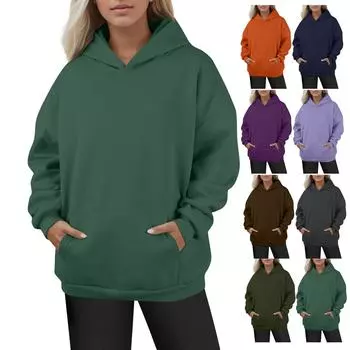Women s Fashion Daily Versatile Casual O-neck Sweatshirts Long Sleeve Solid Color Top Sweatshirts M