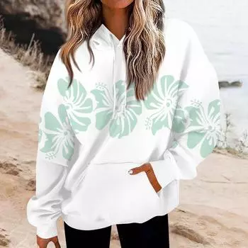 Women s Fashion Daily Versatile Casual V-Neck Long Sleeve Printed Top M