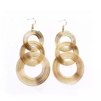 Women s Fashion Geometric Interlocking Metal Rings Long Chain Hoop Earrings ADM