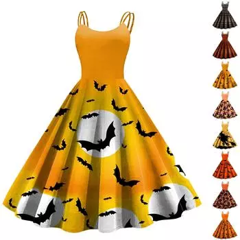 Женская мода на Хэллоуин с принтом сексуальное готическое коктейльное платье без бретелек в стиле панк, винтажное платье XL коричневый