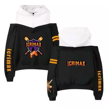 Women s Fashion Icrimax Letter Printed Pullovers Hoodies Sweatshirt Outdoor Casual Off Shoulder Hoodies XS темно-синий