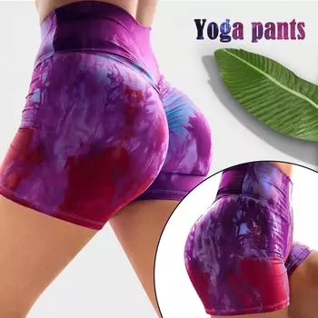 Женские модные повседневные шорты для фитнеса с принтом, брюки для йоги L разноцветный