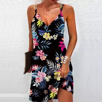 Женское модное сексуальное платье без бретелек с 3D принтом, свободное платье-бретелька с v-образным вырезом XS жёлтый