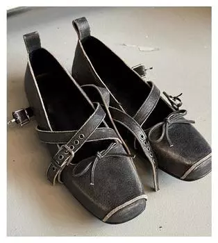 Women s Fashion Single Shoes Spring New Square Head Shallow Mouth Butterfly Knot Soft Sole Anti-slip Wear-resistant Flat Shoes 35