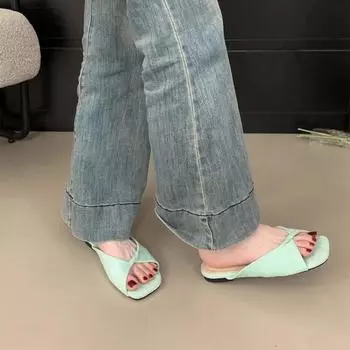 Women s Fashion Slippers Square Toe Flannel Flat Sole Shoes for Women Leisure Outdoor Korean Style Summer Zapatillas De Mujer 35 абрикосовый