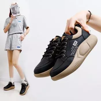 Женские модные кроссовки Модные простые мягкие кожаные легкие модные туфли для женщин 40 чёрный