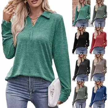 Женская мода однотонная футболка с длинным рукавом Traf Official Store с карманом, свободная, элегантная и красивая S темно-серого