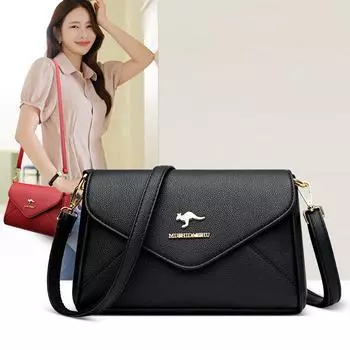 Women S Fashion Splicing Women S Shoulder Crossbody Soft Leather Middle-Aged And Elderly Mother S Small Bag красный