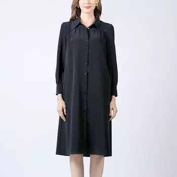 Women s Fashion Straight Loose Spring Long Sleeve T-shirt Black 4XL