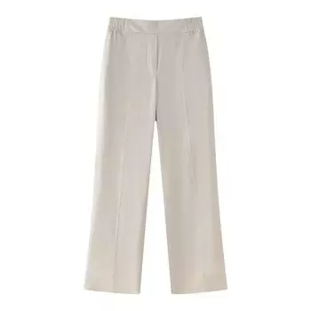 Women s Fashion Style Double Breasted Outwear Pants Linen White Pants M