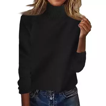 Women s Fashion Thickened High Standing Neck Loose Sweater Plunging Sleeve Bottom Shirt Top XXL