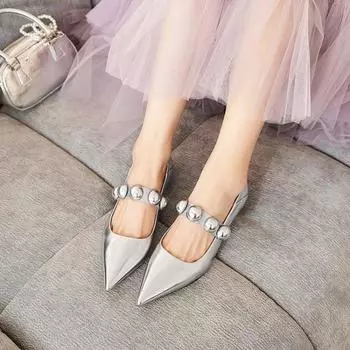 Women s Fashion Thin Heel Shoes Spring New Pointed Head Shallow Mouth Waterproof Anti-slip Wear-resistant Low Heel Shoes 35