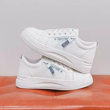 Women s Fashion White Sneakers Casual College Style Women s All-match Platform Shoes Comfortable Flat Shoes Zapatillas De Mujer 35 чёрный
