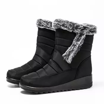 Women s Fashion Winter Warm Faux Rabbit Fur Short Boots Snow Boots with Side Zipper Casual Non Slip Waterproof Thermal Shoes 36